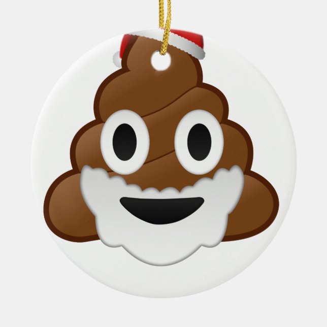 Ornement Rond En Céramique Dunette drôle Emoji de Père Noël de Noël (Devant)