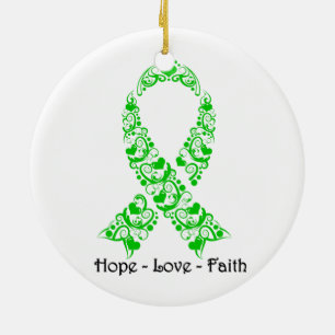 Ornement Rond En Céramique Économisez le carbone vert