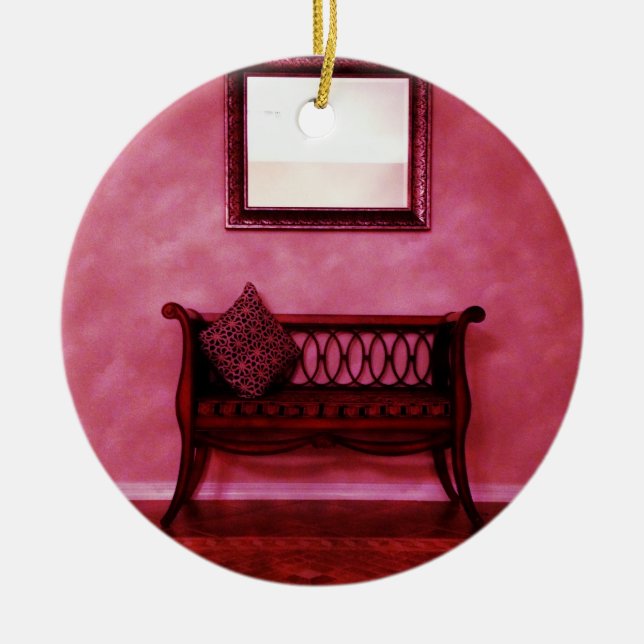 Ornement Rond En Céramique Elégant Design d'intérieur miroir de siège à flott (Devant)