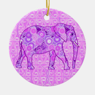 Ornement Rond En Céramique Éléphale tourbillon fractal - violet et orchidée
