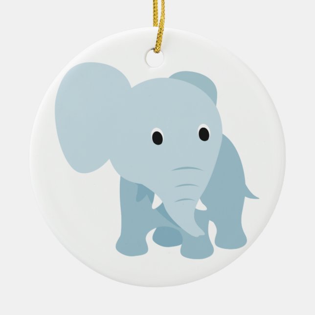 Ornement Rond En Céramique Eléphant Bébé mignon (Devant)