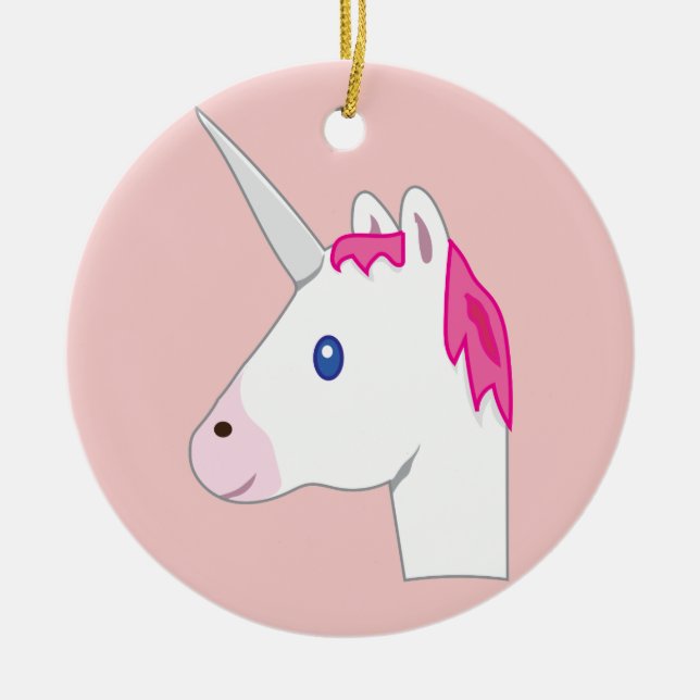 Ornement Rond En Céramique Emoji de licorne (Devant)
