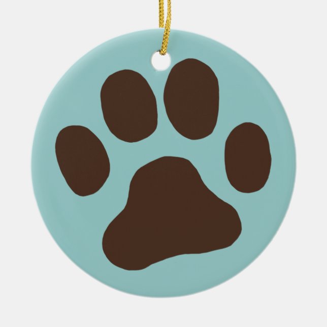 Ornement Rond En Céramique Empreinte de patte de chien Noël Noël Noël Noël Or (Devant)