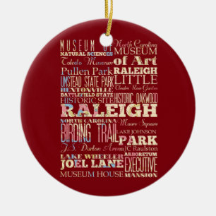 Ornement Rond En Céramique Endroits célèbres de Raleigh, la Caroline du Nor