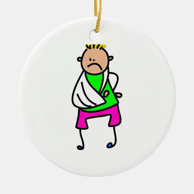 Ornement Rond En Céramique Enfant blessé (Devant)