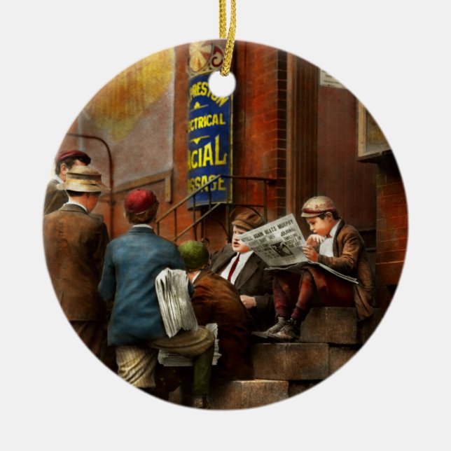 Ornement Rond En Céramique Enfants - matin rencontrant 1910 (Devant)