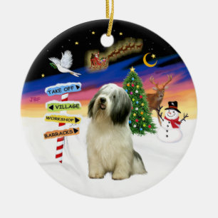 Ornement Rond En Céramique Enseignes de Noël - Berger de la plaine polonaise
