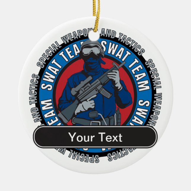 Ornement Rond En Céramique Équipe de choc faite sur commande (Devant)