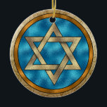Ornement Rond En Céramique Étoile de David Chanukah<br><div class="desc">Amusez-vous bien avec ceux-ci ! Pensez aux thèmes ! Jouez avec des couleurs arrière - plans, ajoutez ou supprimez du texte, et (moyennant un supplément) customisez le dos avec des images, la couleur, votre logo / infos commerciales, etc. ! Ils sont également parfaits pour les cadeaux ou à utiliser comme...</div>