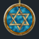 Ornement Rond En Céramique Étoile de David Chanukah<br><div class="desc">Amusez-vous bien avec ceux-ci ! Pensez aux thèmes ! Jouez avec des couleurs arrière - plans, ajoutez ou supprimez du texte, et (moyennant un supplément) customisez le dos avec des images, la couleur, votre logo / infos commerciales, etc. ! Ils sont également parfaits pour les cadeaux ou à utiliser comme...</div>