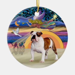 Ornement Rond En Céramique Étoile de Noël - Bouledogue Anglais 5