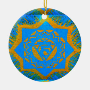 Ornement Rond En Céramique étoile et Bouddha tantric