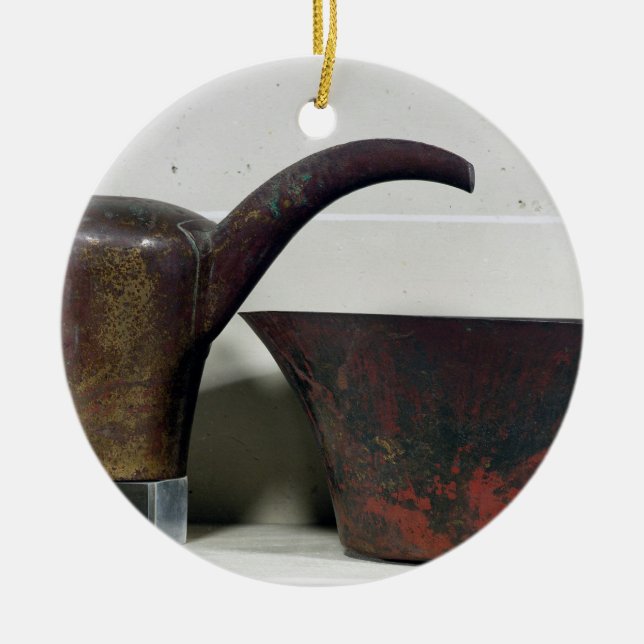 Ornement Rond En Céramique Ewer et bassin (cuivre) (Devant)