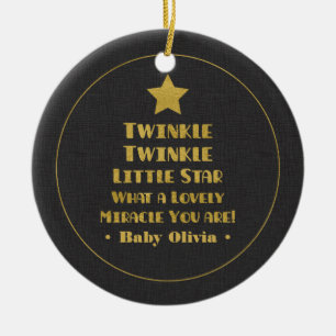 Ornement Rond En Céramique Fausse Or Twinkle Twinkle Little Star Nurserie