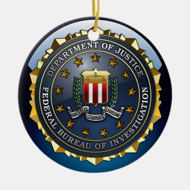 Ornement Rond En Céramique FBI Emblem (Devant)