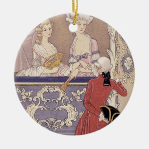 Ornement Rond En Céramique Femmes dans une boîte de théâtre, illustration
