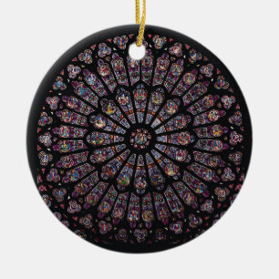 Ornement Rond En Céramique Fenêtre rose de transept du nord dépeignant la