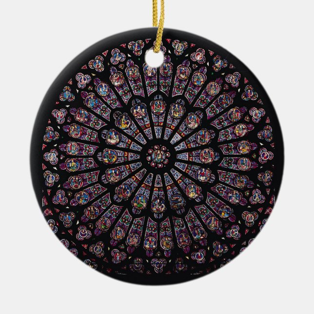 Ornement Rond En Céramique Fenêtre rose de transept du nord dépeignant la (Devant)