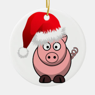 Ornement Rond En Céramique Ferme en ligne Cochon de Noël