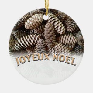 Ornement Rond En Céramique Festive Holiday Joyeux Noel Pine Cone