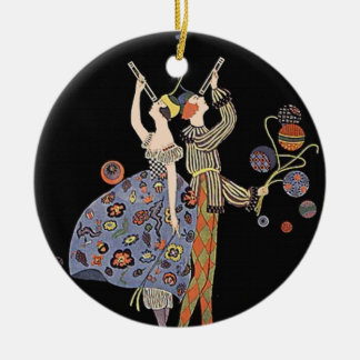 Ornement Rond En Céramique Fête de vacances vintage d'art déco de Nouveau
