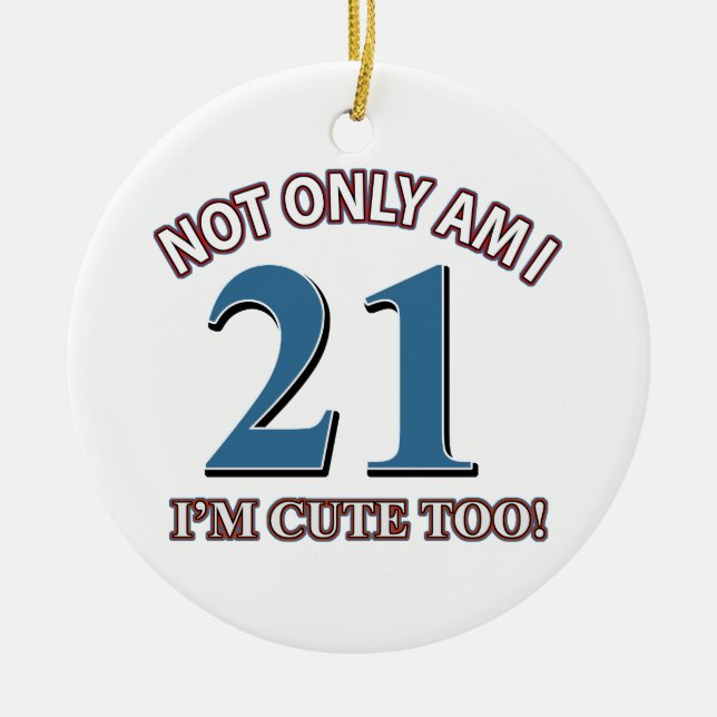 Ornement Rond En Céramique Fille 21 d'anniversaire (Devant)