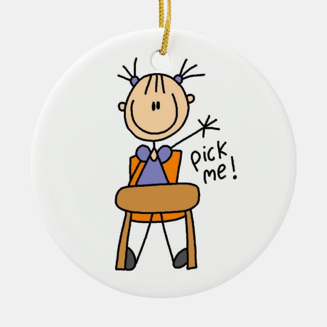 Ornement Rond En Céramique Fille à l'école (Devant)