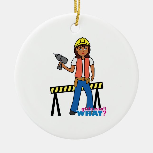 Ornement Rond En Céramique Fille de la construction (Devant)