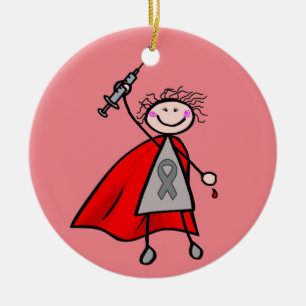 Ornement Rond En Céramique Fille de super héros d'insuline de diabète