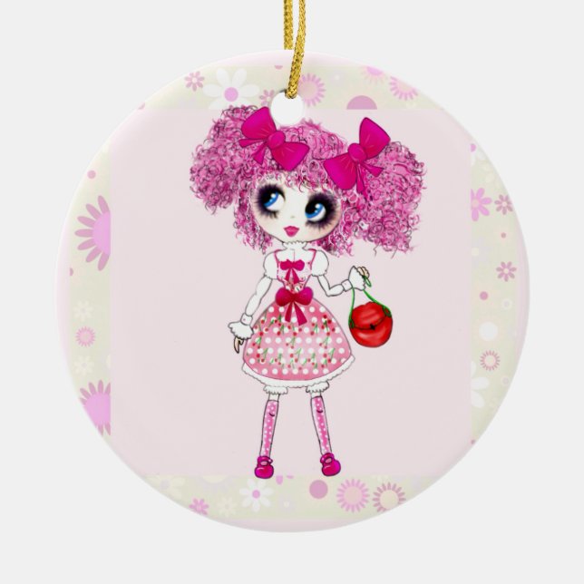 Ornement Rond En Céramique Fille Noël (Devant)