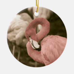 Ornement Rond En Céramique Flamant rose
