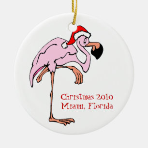 Ornement Rond En Céramique Flamant rose tropical