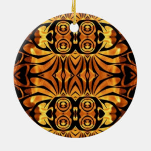 Ornement Rond En Céramique flammes orange totem autochtone pôle tribal motif