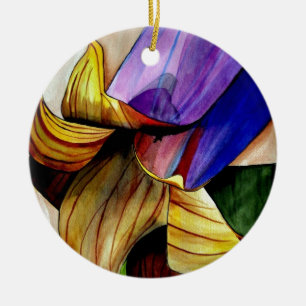 Ornement Rond En Céramique Fleur Fritillaire violet couleur d'origine art