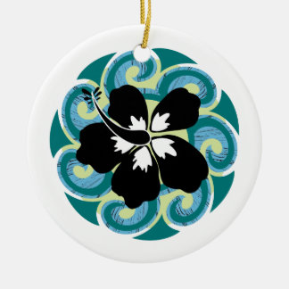 Ornement Rond En Céramique Fleur hawaïenne