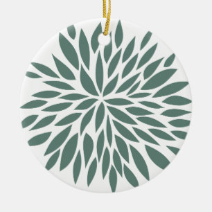 Ornement Rond En Céramique Fleur verte Abstraite