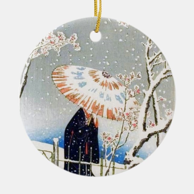 Ornement Rond En Céramique Fleurs de cerisier japonaises (Devant)