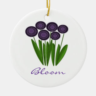 Ornement Rond En Céramique Fleurs Violettes Tendances