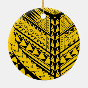 Ornement Rond En Céramique Formes et symboles tribaux Samoans/polynésiens