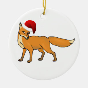Ornement Rond En Céramique Fox de Noël
