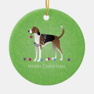Ornement Rond En Céramique Foxhound Christmas - Feliz Naughty Dog