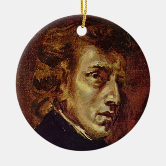 Ornement Rond En Céramique Frederic Chopin Portrait par Eugene Delacroix (Devant)
