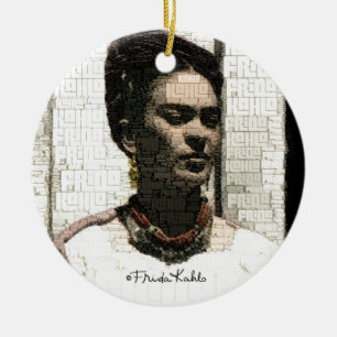 Ornement Rond En Céramique Frida Kahlo Portrait textile