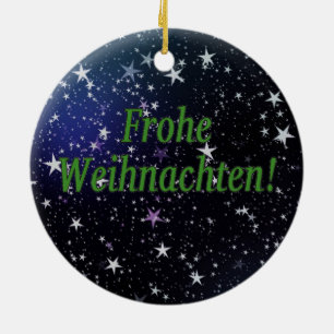 Ornement Rond En Céramique Frohe Weihnachten ! Joyeux Noël en allemand