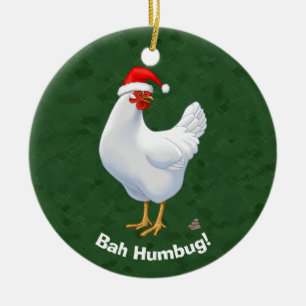 Ornement Rond En Céramique Funny Bah Humbug Chicken