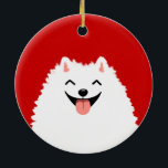 Ornement Rond En Céramique Funny Blanc Poméranien Cartoon Chien Noël<br><div class="desc">Ornement de Noël Poméranien blanc. Cet heureux ornement de vacances Pom fait un cadeau amusant et gardiens de valeur à afficher sur le sapin de Noël pour les années à venir. Visitez le Doodle World de Jenn pour encore plus de cadeaux de vacances pour chiens de races et les décorations...</div>