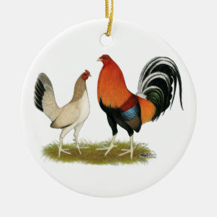 Ornement Rond En Céramique Gamefowl wheatens