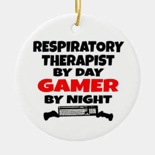 Ornement Rond En Céramique Gamer de thérapeute respiratoire