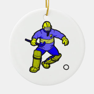 Ornement Rond En Céramique Gardien de but d'hockey de champ