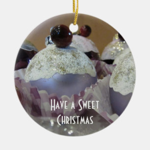 Ornement Rond En Céramique Gâteau cupcake de Noël fantaisie